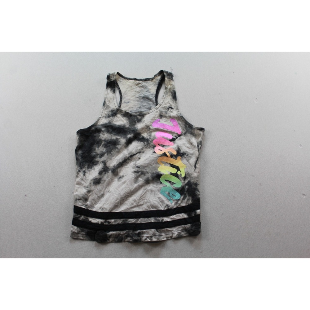 Justice Women Top Black Tie Dye Sleeveless Casual Stripe Size Medium